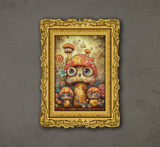 Cute Family Mushroom Monsters, Colorful Mushroom