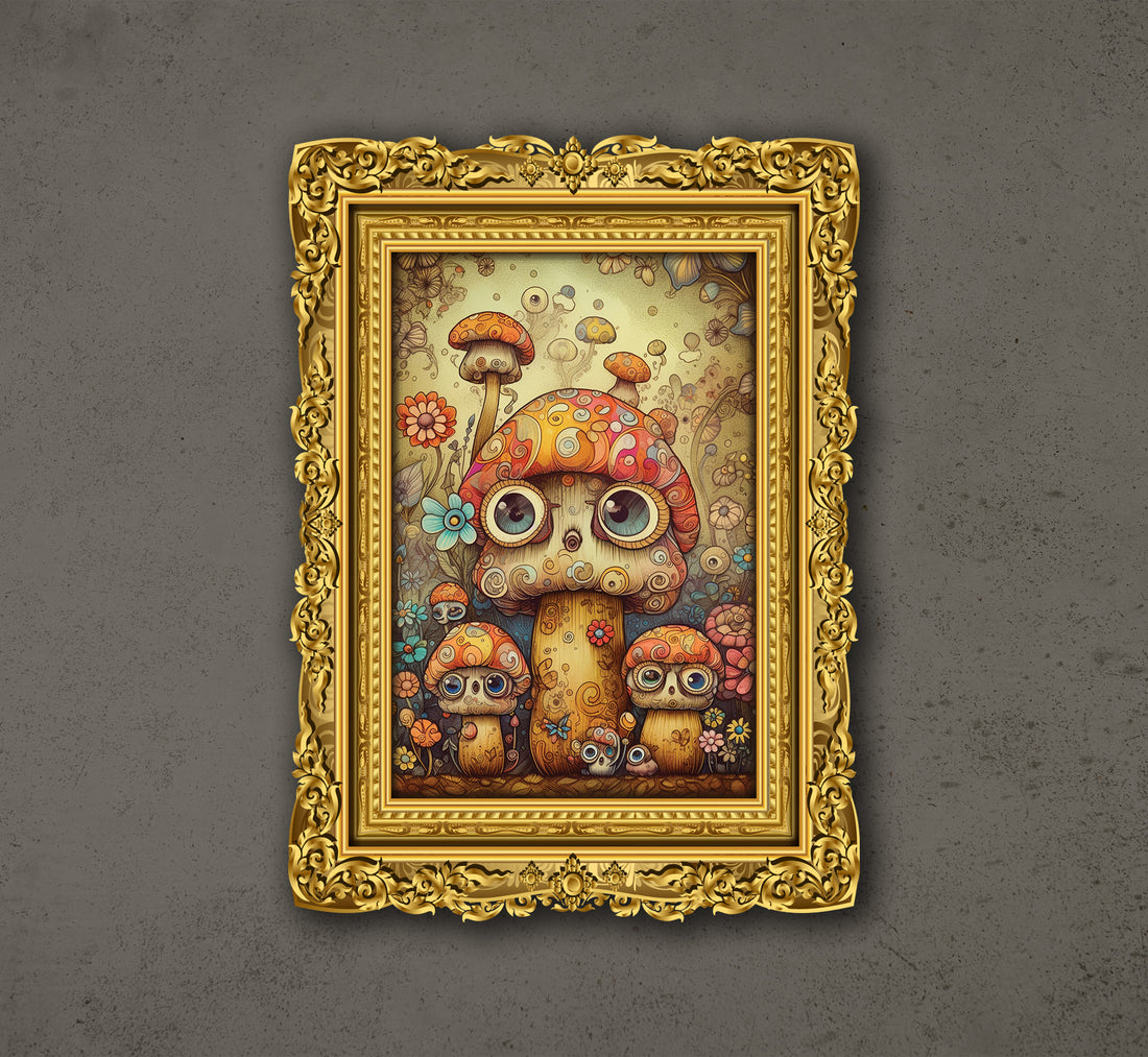 Cute Family Mushroom Monsters, Colorful Mushroom