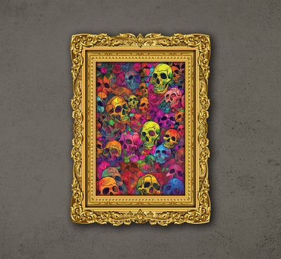 100 Skull And Roses, Horror Gift, Messed Up Parterns, Repetitive Skull