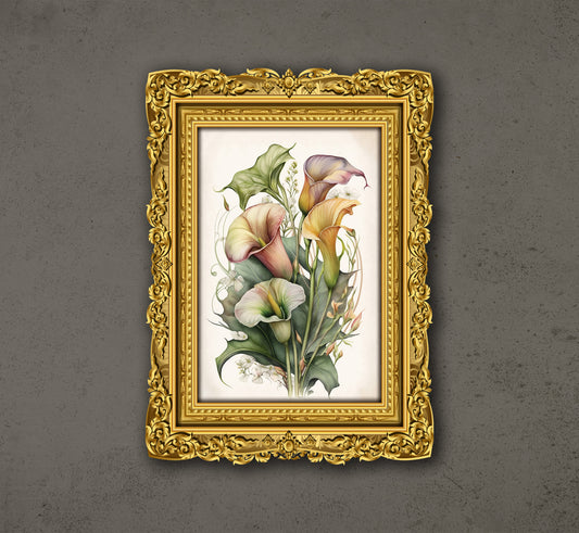 Calla Lily Lover Gift, Lily Fantasy, Watercolor Retro Style Of Lily Blossom
