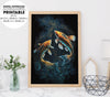 Beautiful Koi Painting Lung Ling, Two Koi Swimming Underwater, Poster Design, Printable Art