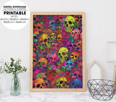 100 Skull And Roses, Horror Gift, Messed Up Parterns, Repetitive Skull