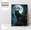 Night Time Magical Cat Under The Full Moon, Cool Black Cat, Poster Design, Printable Art