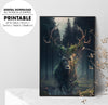 The Spirit Of The First Forest, Stunning Deer In The Midst of Forest, Poster Design, Printable Art