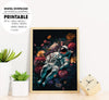 Astronaut Laying In Flowers, Astronaut Between The Flower Universe, Poster Design, Printable Art