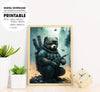 A Cute Bear With A Solemn Expression In A World, Bear Soldier, Poster Design, Printable Art