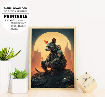 Lonely On The Mountain, Cyberpunk Art, Cyberpunk In Lonely City, Poster Design, Printable Art