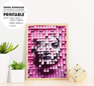 Portrait Of A Girl With Hundreds Of Post - Contemporary Art, Poster Design, Printable Art