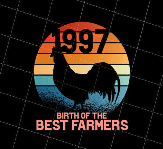 Retro Farmer Gift 1997 Png, Birthday Present Farm Agriculture Png, Birth Of The Best Farmers Png, Chicken Lover, PNG Printable, DIGITAL File