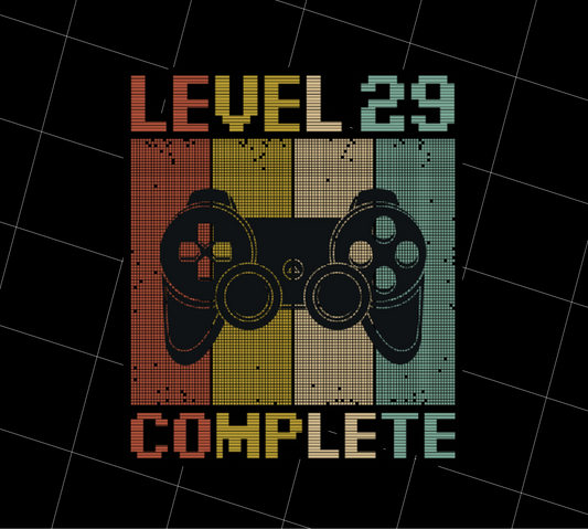 Retro Level 29 Complete Gamer Gamer 29 Years Birthday, PNG Printable, DIGITAL File