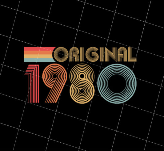 Retro Original 1980 Png, Birthday In 1980 Gift Png, 1980 Png, Original Png, Png Printable, Digital File