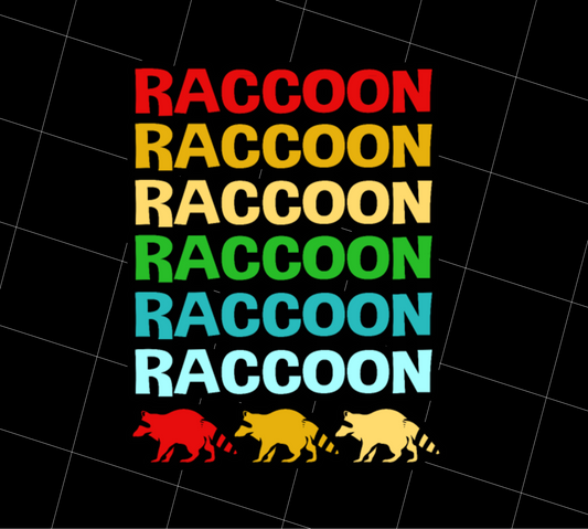 Retro Raccoon Colorful Squad Team Trash Panda Racoon, Retro Racoon Lover Gift, PNG Printable, DIGITAL File