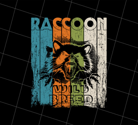 Retro Raccoon, Wild Breed, Trash Panda, Wild Cats Men Wears, Png Printable, Digital File