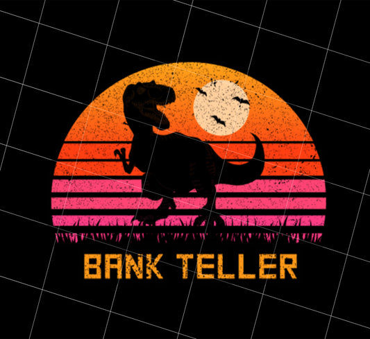 Retro Vintage Bank Teller Dinosaur Sunset Gift Png, Dinosaurious Lover, Png Printable, Digital File