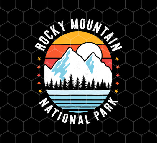 Rocky Mountain National Park Retro Hiking Funny Hiker, Png Printable, Digital File