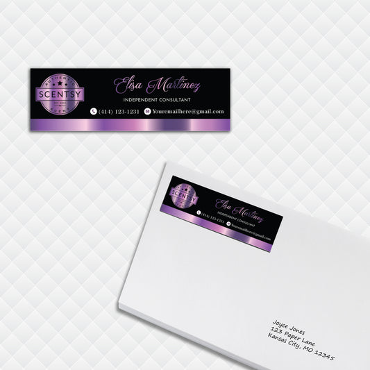Editable Violet Lash Scentsy Address Label Card, Personalized Scentsy Business Cards SS13