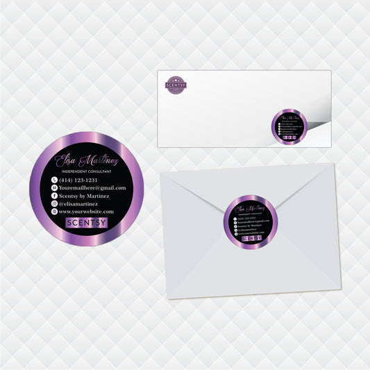 Editable Violet Lash Scentsy Envelop Seal - Stickers, Personalized Scentsy Business Cards SS13