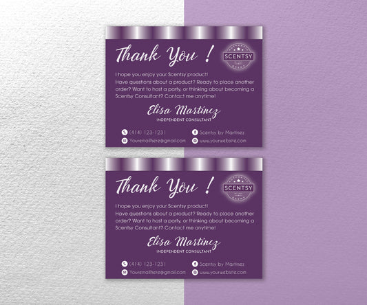 Custom Luxury Scentsy Thank You Card Purple Style, Personalized Scentsy Business Cards SS03