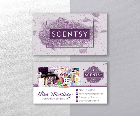 Purple Glitter Scentsy Business Card, Personalized Scentsy Business Cards SS04