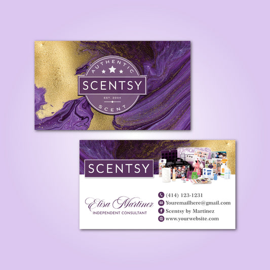 Purple Glitter Scentsy Business Card, Personalized Scentsy Business Cards SS05