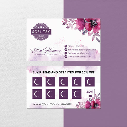 Flower Scentsy Loyalty Marketing Card, Personalized Scentsy Business Cards SS06