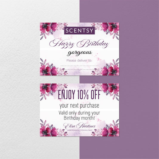 Flower Scentsy Birthday Cards, Personalized Scentsy Business Cards SS06