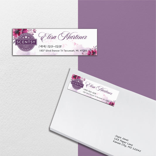 Flower Scentsy Address Label Card, Personalized Scentsy Business Cards SS06