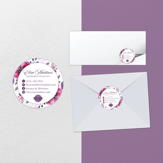 Flower Scentsy Envelop Seal - Stickers, Personalized Scentsy Business Cards SS06