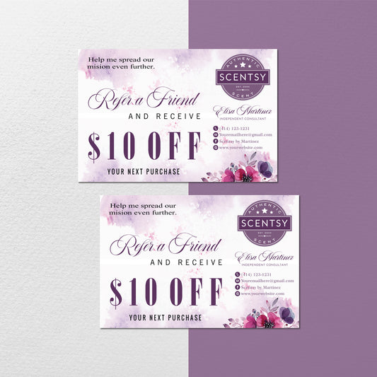 Flower Scentsy Refer A Friend Cards, Personalized Scentsy Business Cards SS06