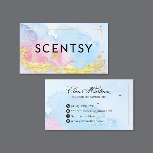 Light Blue Scentsy Business Card QR Code Card, Personalized Scentsy Business Cards SS08