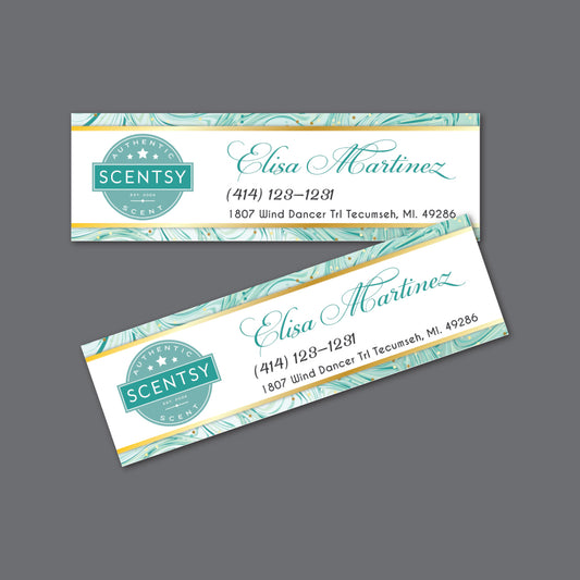 Custom Gold Blue Luxury Scentsy Address Label Card, Personalized Scentsy Business Cards SS10