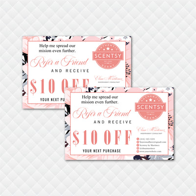 Pink Floral Scentsy Marketing Bundle, Personalized Scentsy Full Kit Business Cards SS12