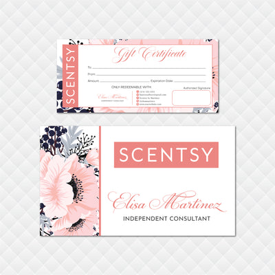 Pink Floral Scentsy Marketing Bundle, Personalized Scentsy Full Kit Business Cards SS12