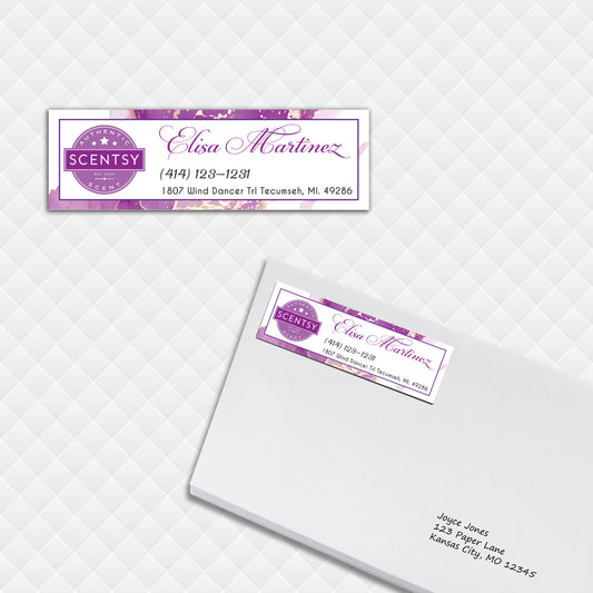 Purple Gold Scentsy Address Label Card, Personalized Scentsy Business Cards SS14