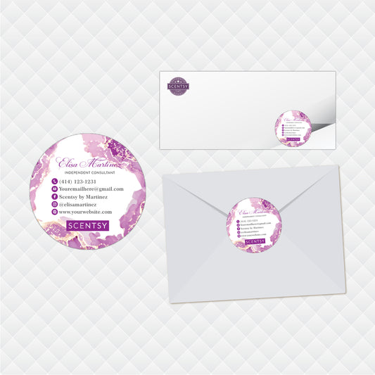 Purple Gold Scentsy Envelop Seal - Stickers, Personalized Scentsy Business Cards SS14
