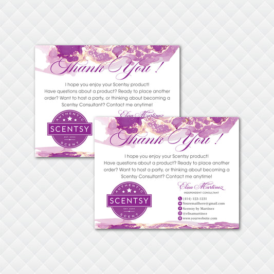 Purple Gold Scentsy Thank You Card, Personalized Scentsy Business Cards SS14
