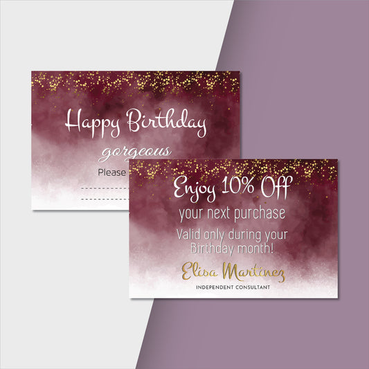 Glitter Gold Scentsy Birthday Cards, Personalized Scentsy Business Cards SS26