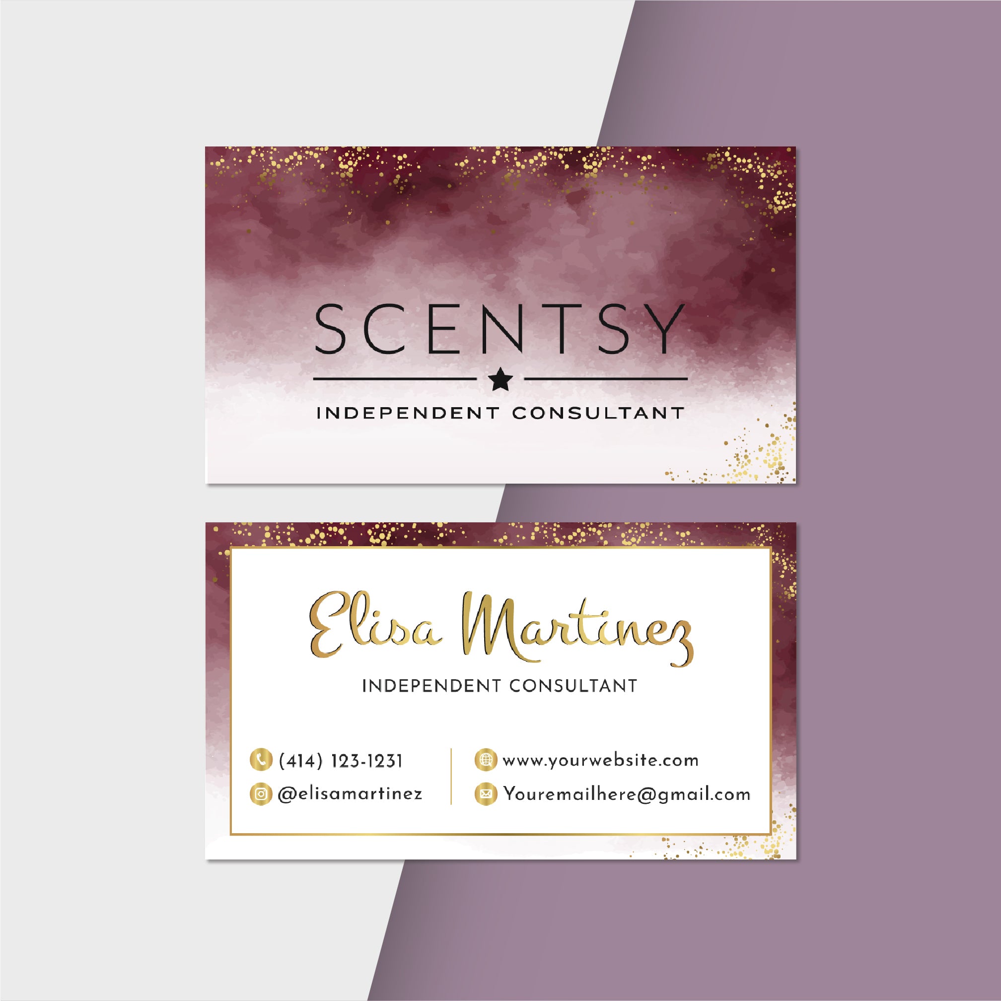 Glitter Gold Scentsy Business Card, Personalized Scentsy Business Cards SS26