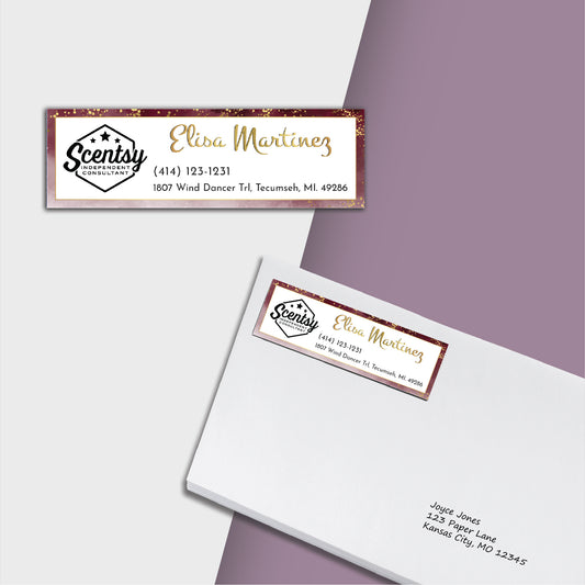 Glitter Gold Scentsy Address Label Card, Personalized Scentsy Business Cards SS26