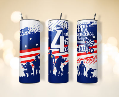 20 oz & 30 oz Skinny Tumbler Sublimation Designs, Happy Independence Day 4th July America Lover Tumbler - PNG Digital Download