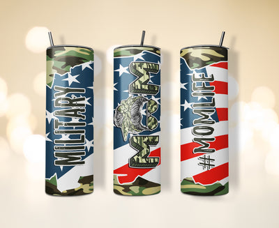 20 oz & 30 oz Skinny Tumbler Sublimation Designs, Military American Army Lover Gift USA Flag Tumbler - PNG Digital Download