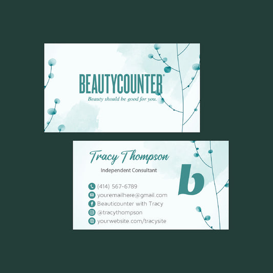 Blue Tree Watercolor Beautycounter Business Card, Personalized Beautycounter Business Cards BC42