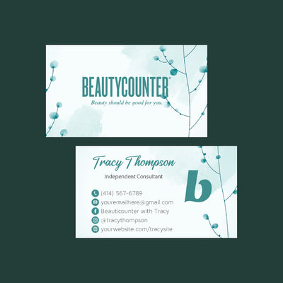 Blue Tree Watercolor BeautyCounter Marketing Bundle, Personalized BeautyCounter Business Cards BC42