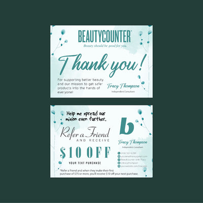 Blue Tree Watercolor BeautyCounter Marketing Bundle, Personalized BeautyCounter Business Cards BC42