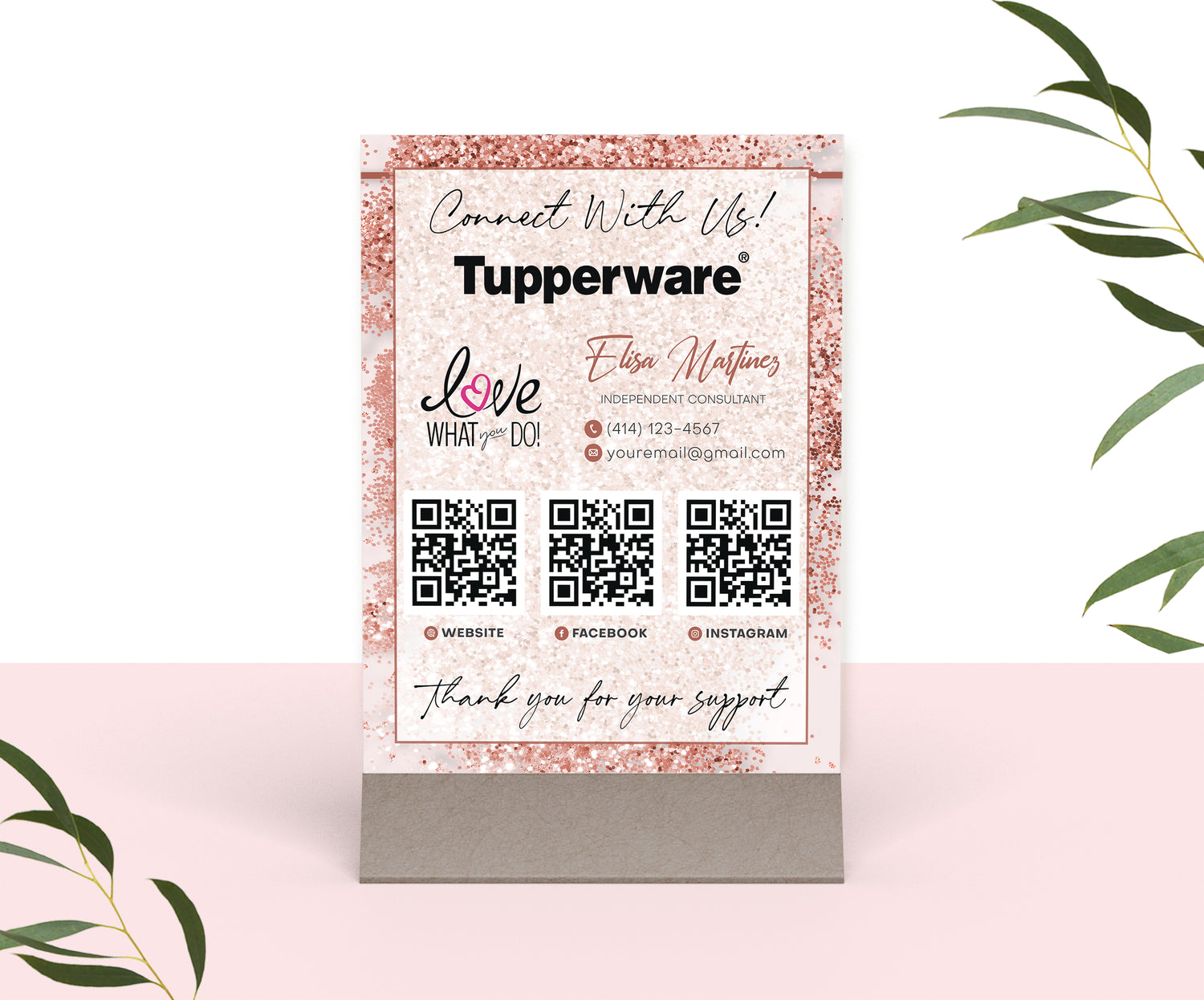 Glitter Printable Tupperware Marketing Social Sign QR Code, Tupperware ...
