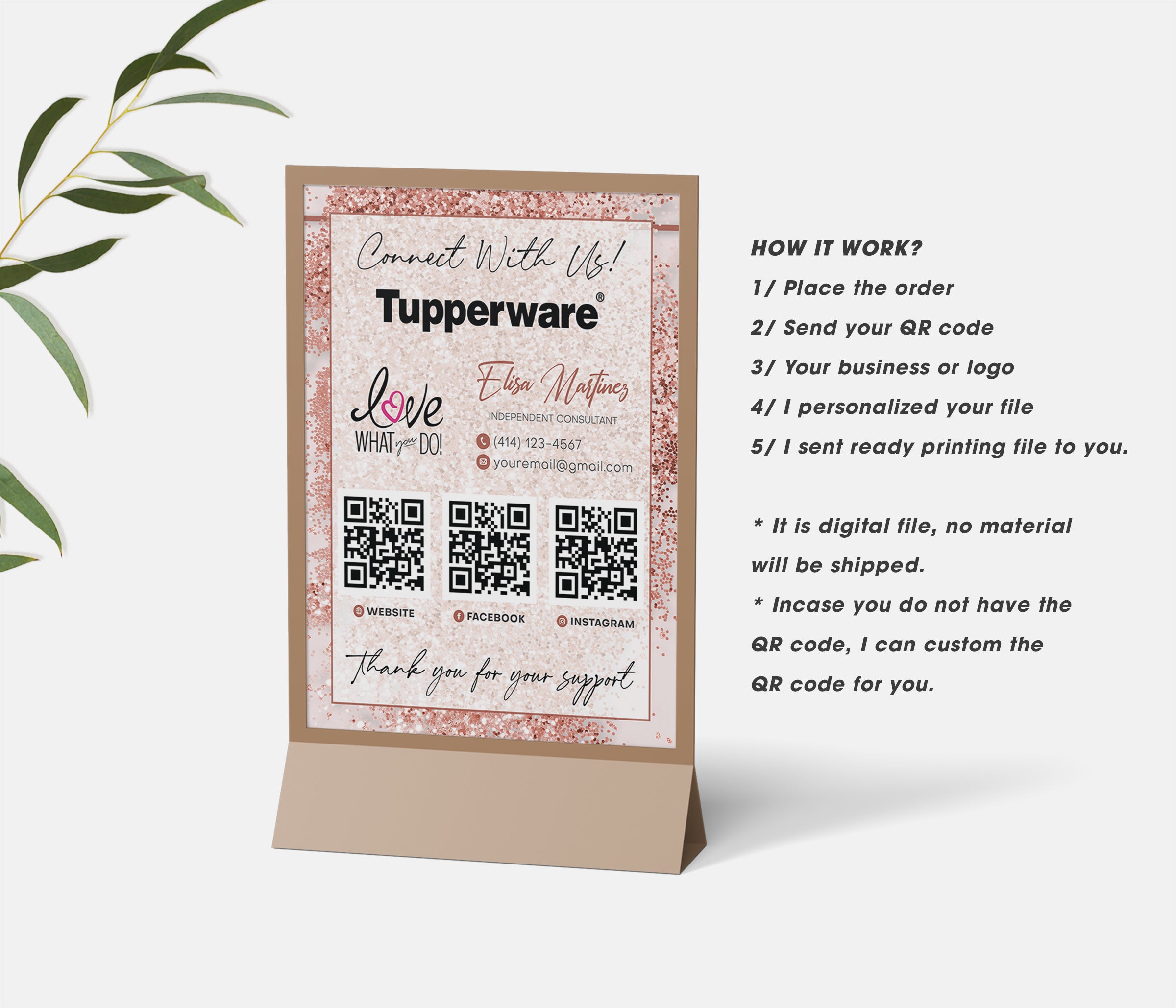 Glitter Printable Tupperware Marketing Social Sign QR Code, Tupperware ...