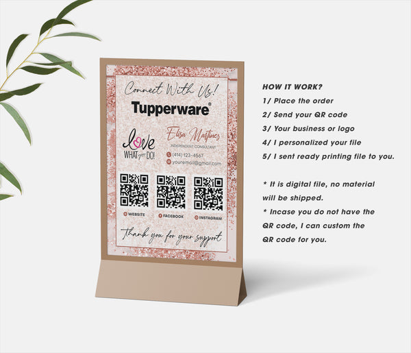 Glitter Printable Tupperware Marketing Social Sign QR Code, Tupperware ...