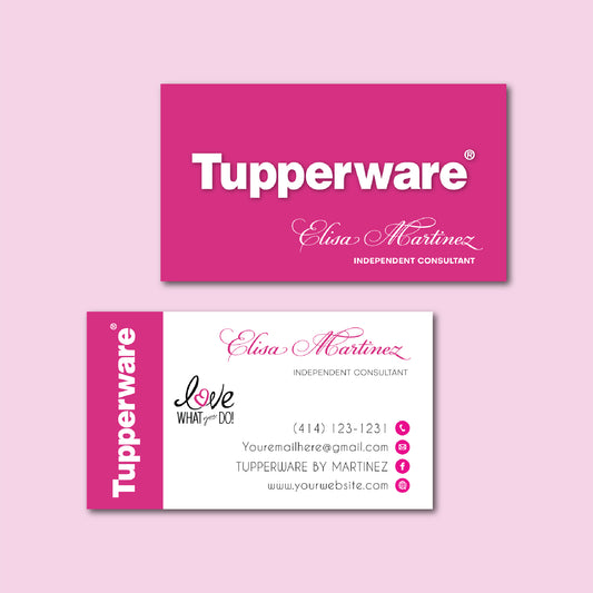 Pink Tupperware Business Card, Personalized Tupperware Business Cards TW01