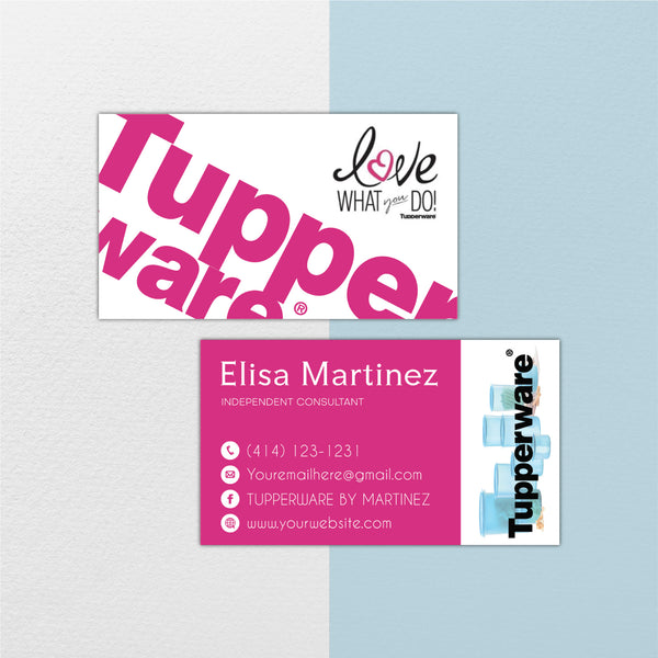Pink Color Tupperware Business Card, Personalized Tupperware Business ...