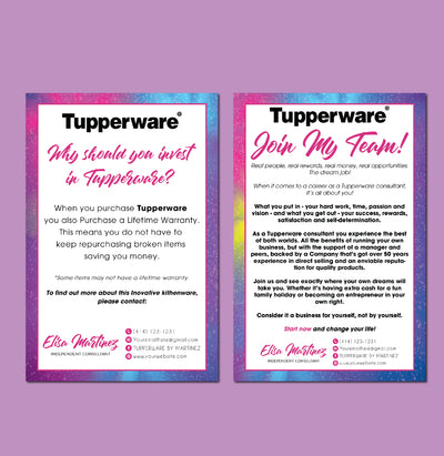 Tupperware Marketing Bundle, Personalized Tupperware Full Kit Business Cards TW04